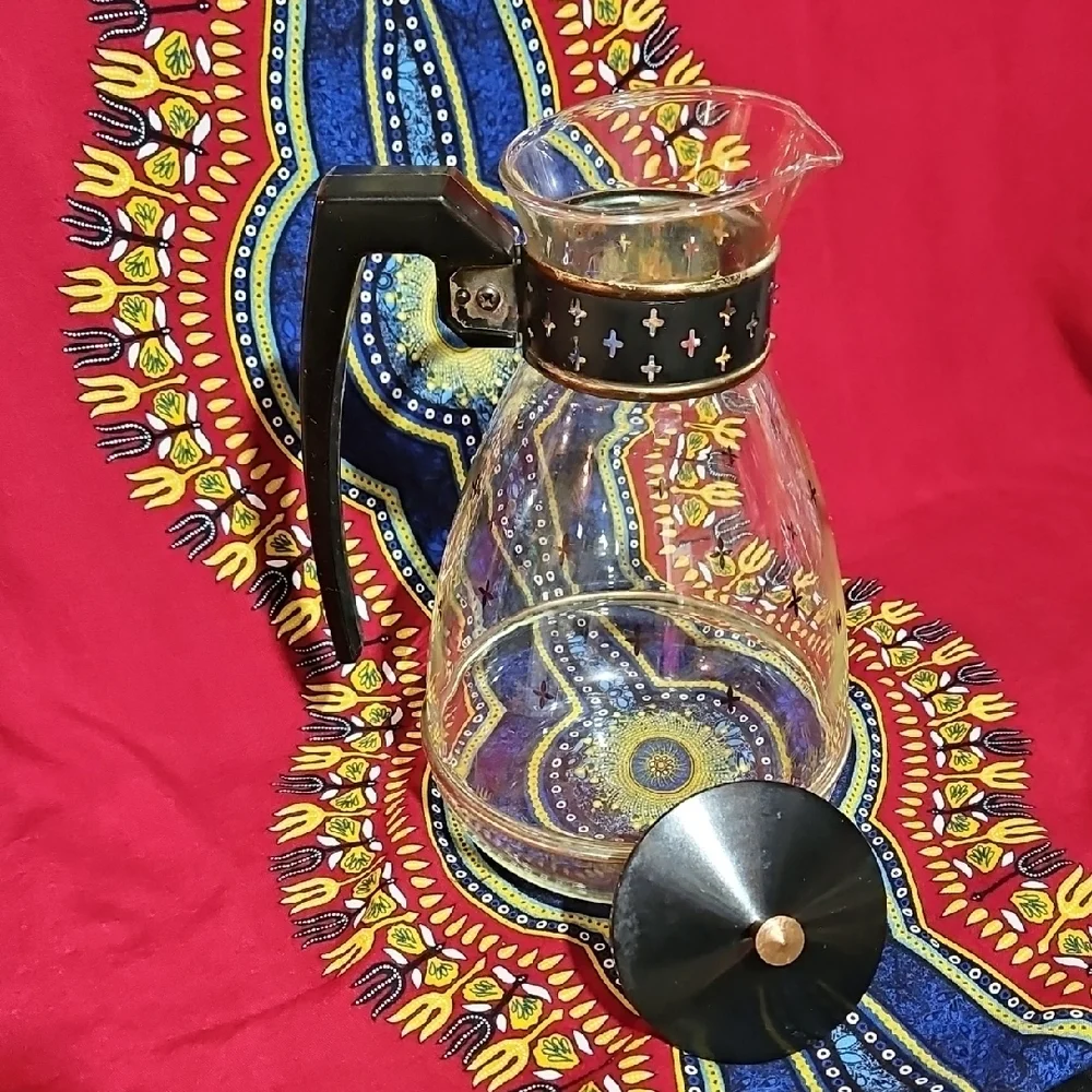 MCM Pyrex Silex Starlight Atomic Starburst Pattern Glass Coffee Carafe